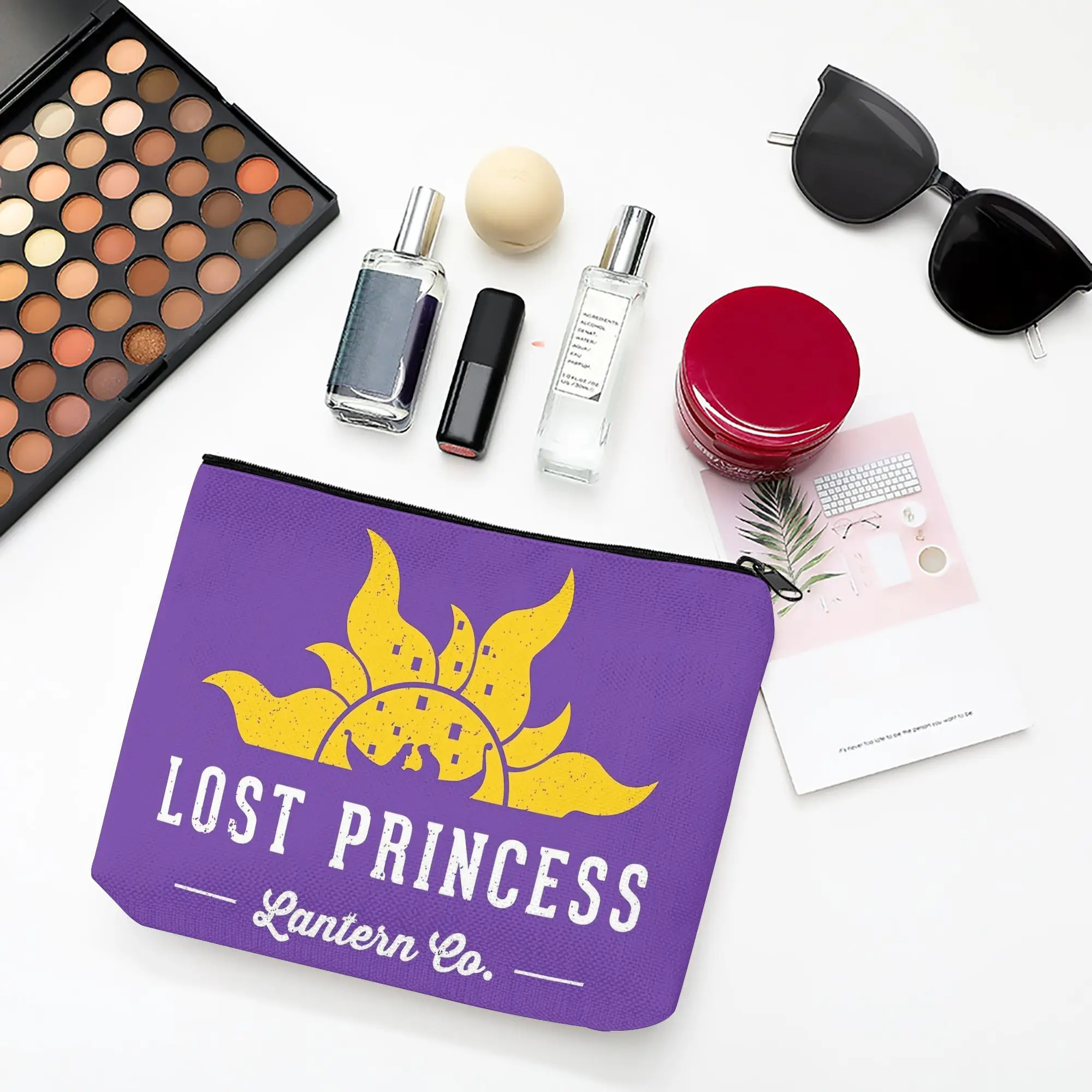 1 Piece Makeup Bag with Lost Princess Logo and Lantern Design Print - Multifunctional Zipper Pouch for Women, Perfect Travel Zipper Storage Bag, Fun Birthday Gift