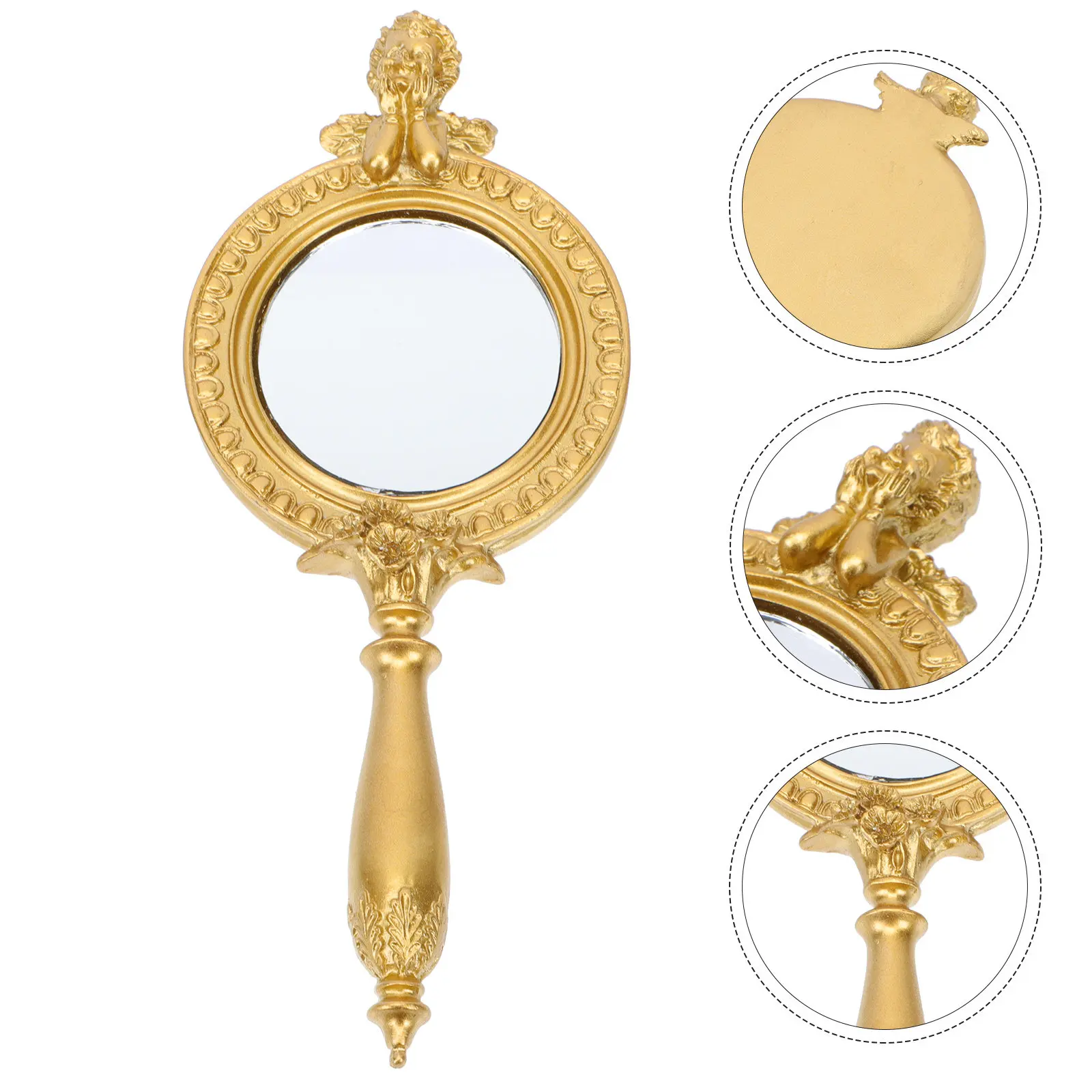 

Ретро-зеркало с золотым ангелом, портативное, в винтажном стиле, компактное, для макияжа, с высококачественной отражающей поверхностью, для женщин