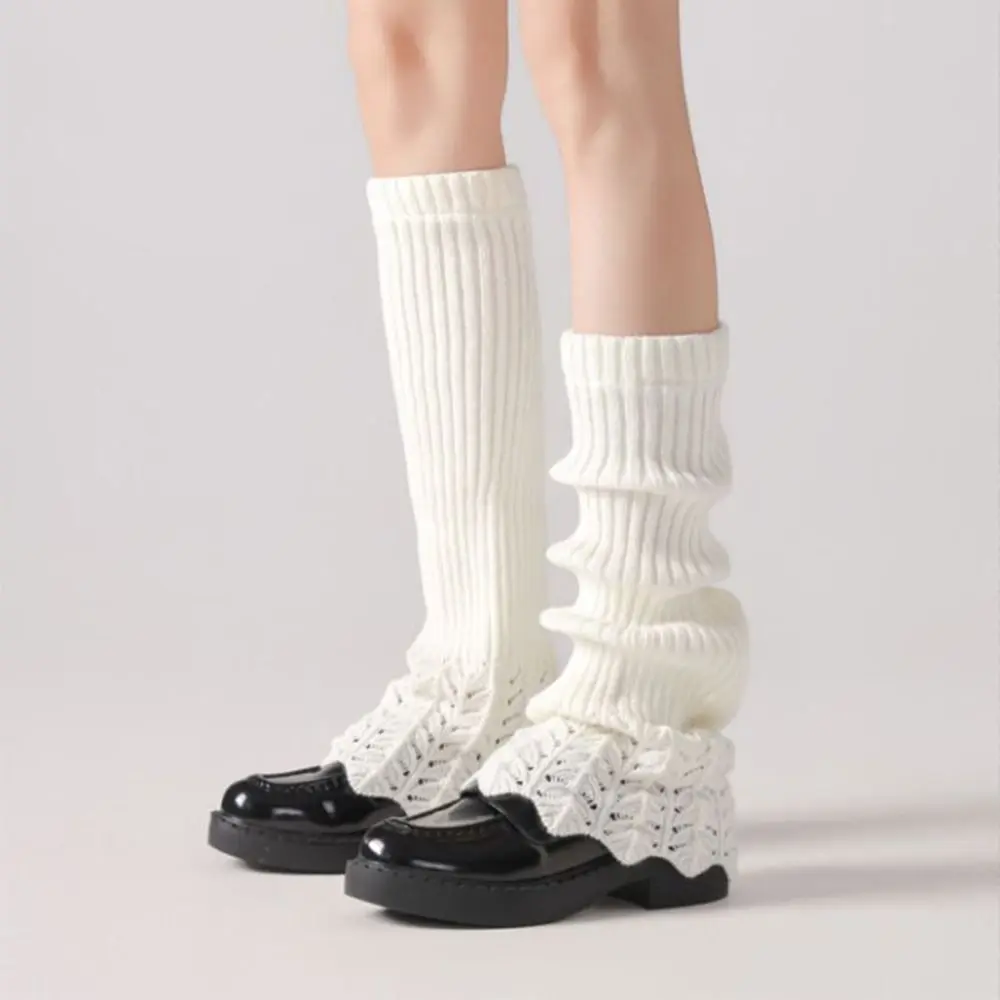 Kawaii Y2K المرأة محبوك تدفئة الساق الحلو سميكة المرأة غطاء للقدم تنفس بلون الأوسط جوارب أنبوبية Harajuku