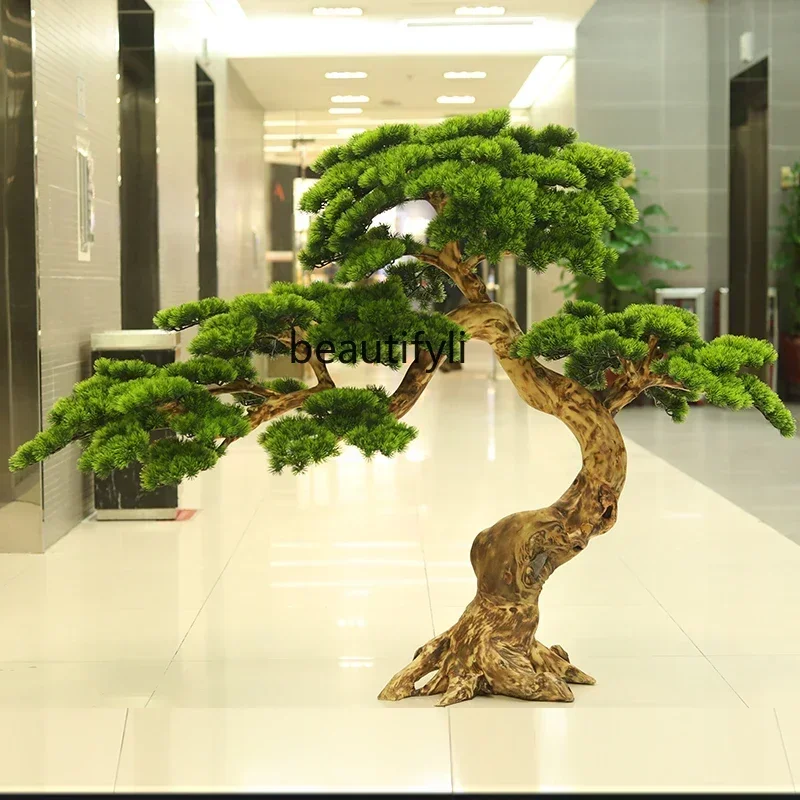 CC Artificial Pine Shop Shopping Mall Landscape New Chinese Green Plant Welcome Pine Interior Decoration Ornaments
