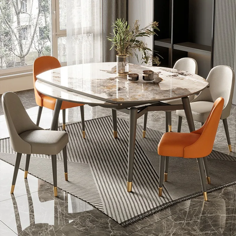 Italian light luxury Pandora rock slab dining table square retractable round folding modern simple small apartment dining table