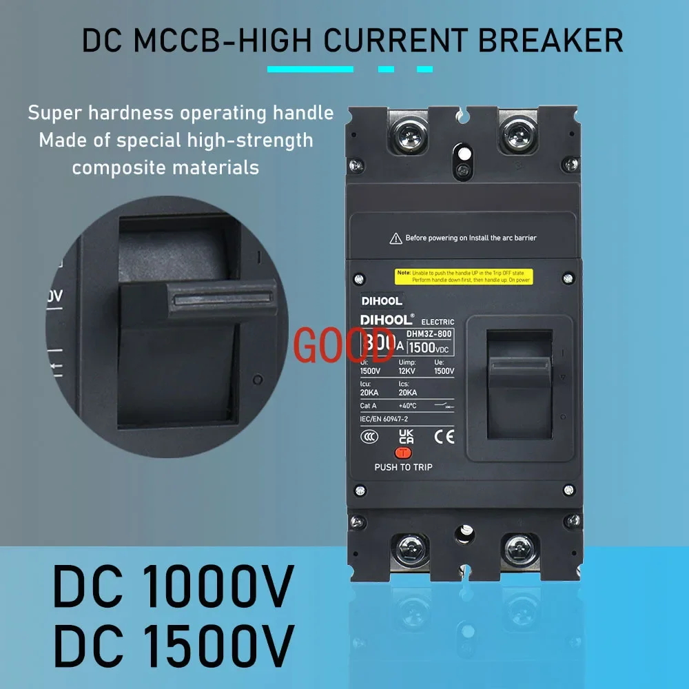 مصبوب حالة تيار مستمر قطاع دارة DC1000 DC1500V العاكس/بطارية السيارة حامي 125Amp 250Amp 630Amp MCCB مفتاح فصل الطاقة الشمسية