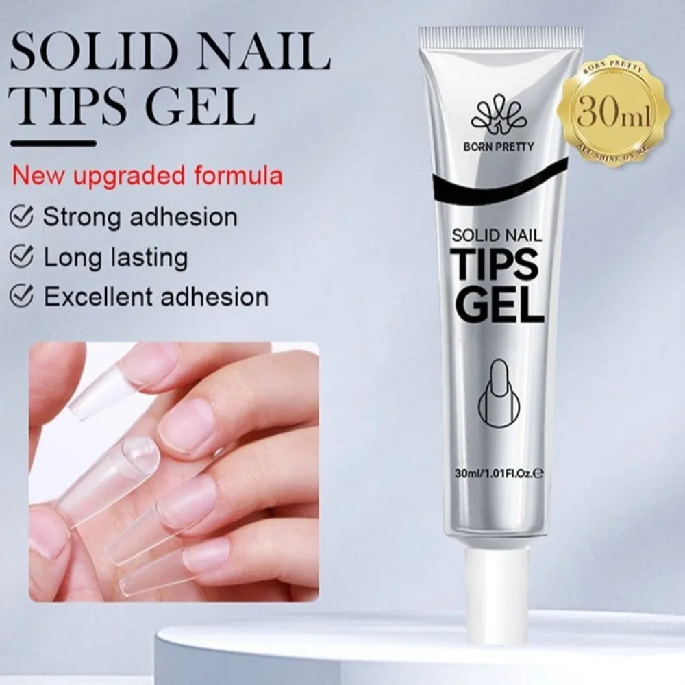 Long Lasting Solid Nail Tips Gel No Sticky Hands Gel Texture Solid Nail Glue Portable Sealing Film Fake Nails Gel