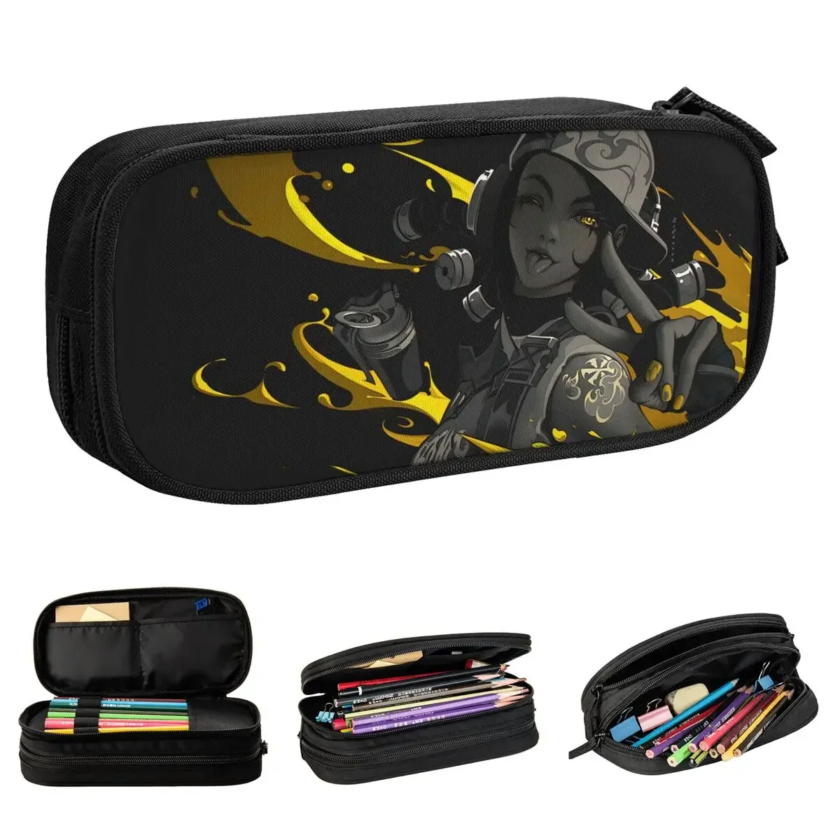 

Valorant Raze Shooting Game Pencil Case Computer Accessories Pen Box Bag Kids Large Storage Students School Gifts Pencilcases