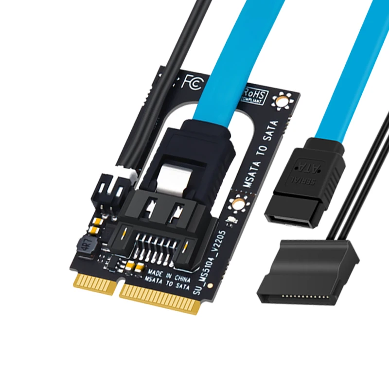 Konwerter Mini SATA na SATA z przedłużaczem SATA3.0 7-pinowym, kabel zasilający 5V, adapter płytki montażowej mSATA na SATA do dysków SSD HDD 2,5 cala — zdjęcie produktu 2