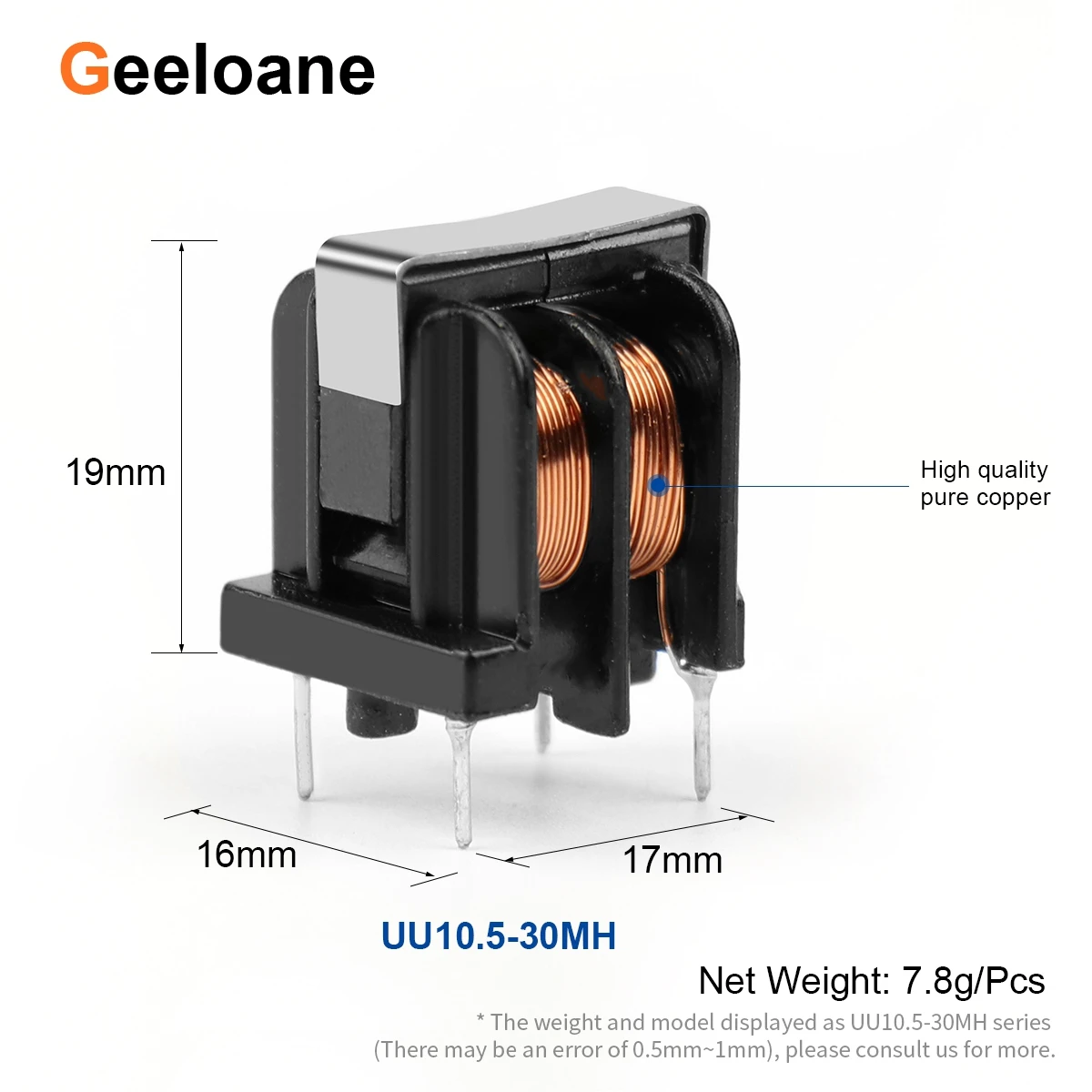 10Pcs UU9.8 UU10.5 Common Mode Choke Inductor 17x12/19x17mm 5mH 10mH 15mH 20mH 25mH 30mH 40mH 50mH Inductance For Filter