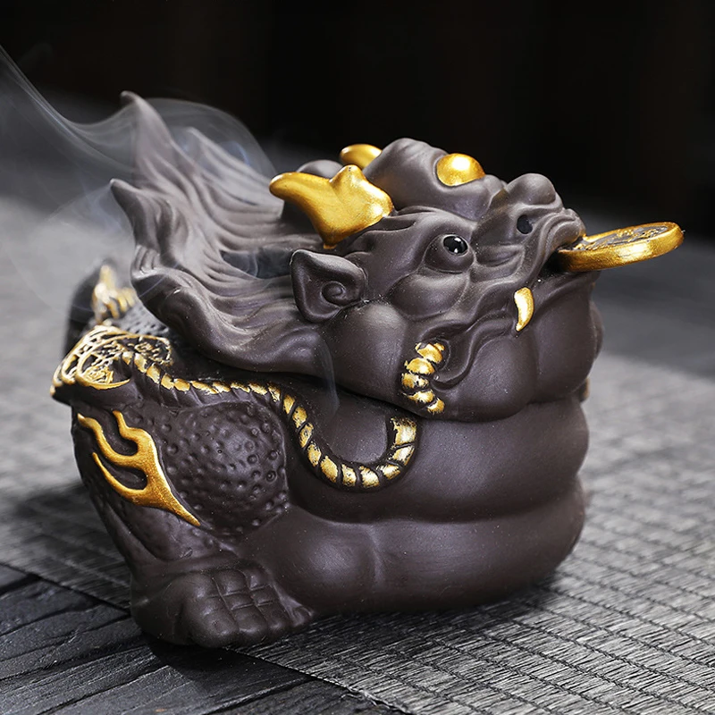 

Purple Clay Golden Toad Incense Burner Tea Pet Creative Plate Incense Burner Tea Room Office Home Decoration