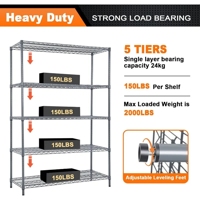 5 Tier Storage Racks and Shelving - 48