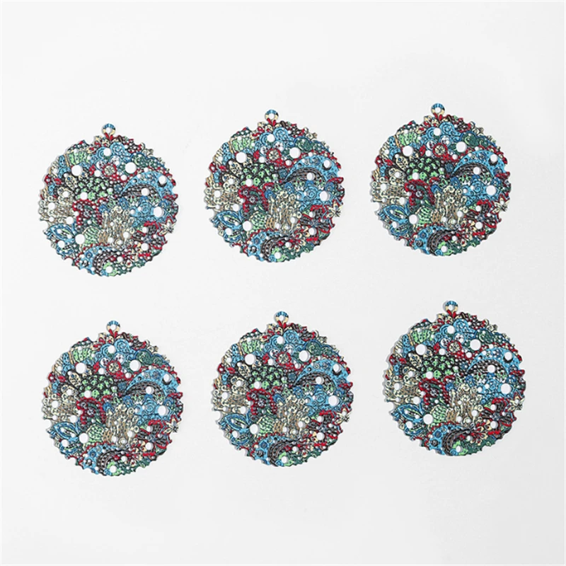 20Pcs/Lot New Retro Colorful Computer Chips Hollow Round Flower Charms Connectors DIY for Earrings Jewelry Findings Accessories