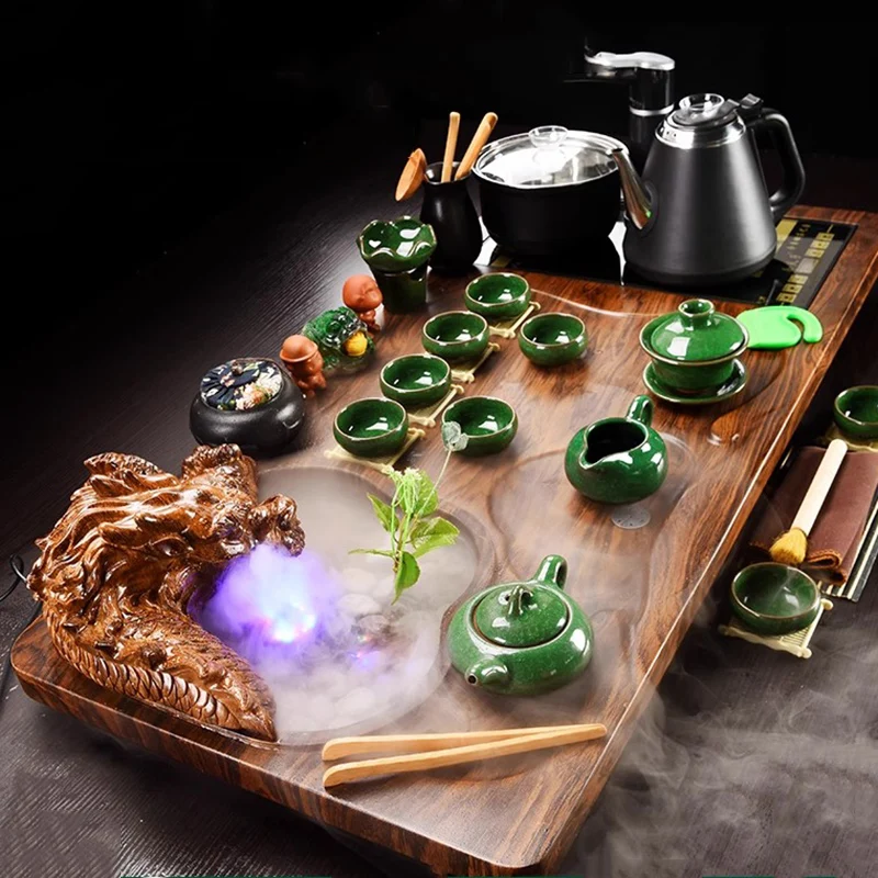 

Wooden Serving Tea Tray Luxury Accessories Table Ceremony Tableware Tea Tray Vintage Rectangle Big Bandeja Madera Home Products
