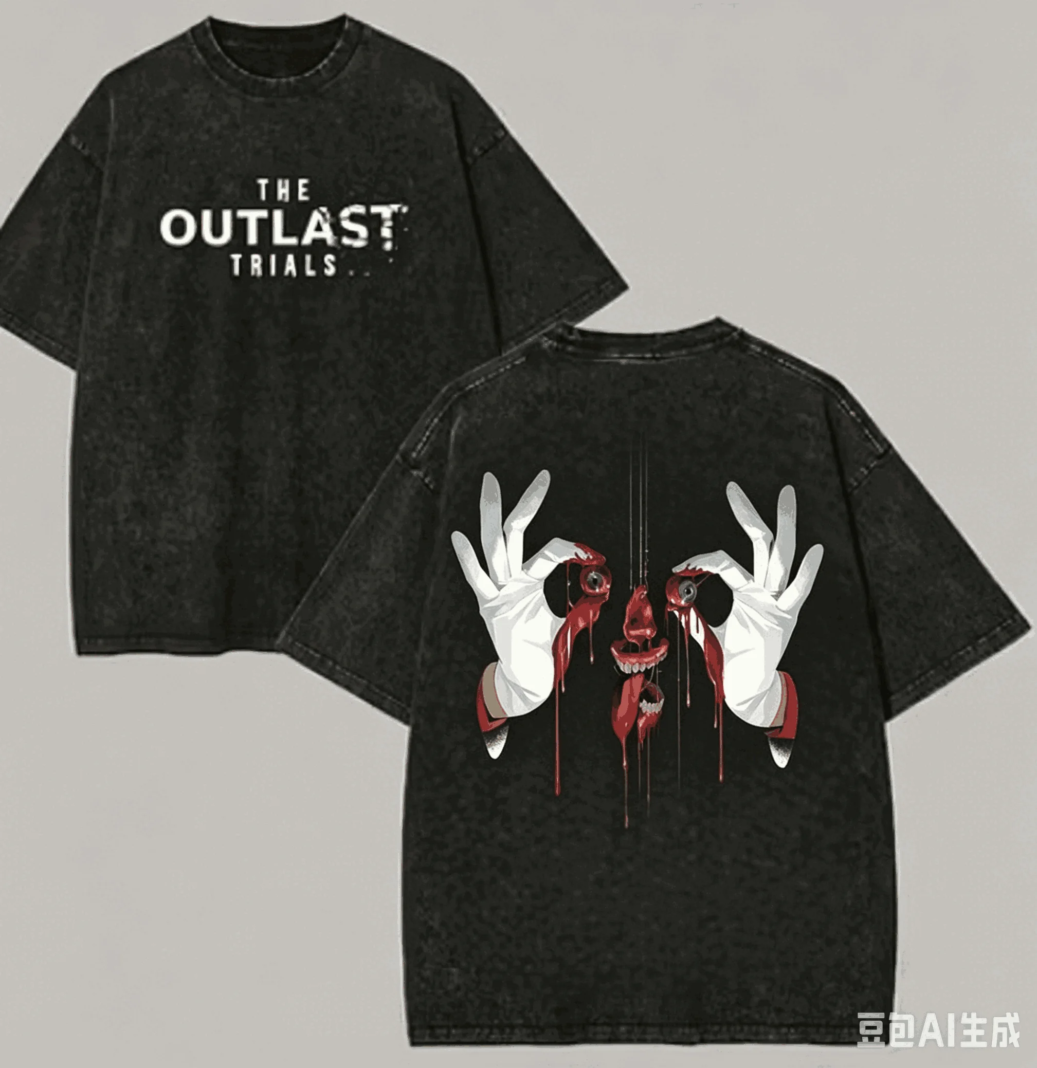 The Outlast Trials Washed Vintage T‑Shirt Horror Game Marionette Graphic Unisex Cotton Short Sleeve Retro Gaming Casual Tops