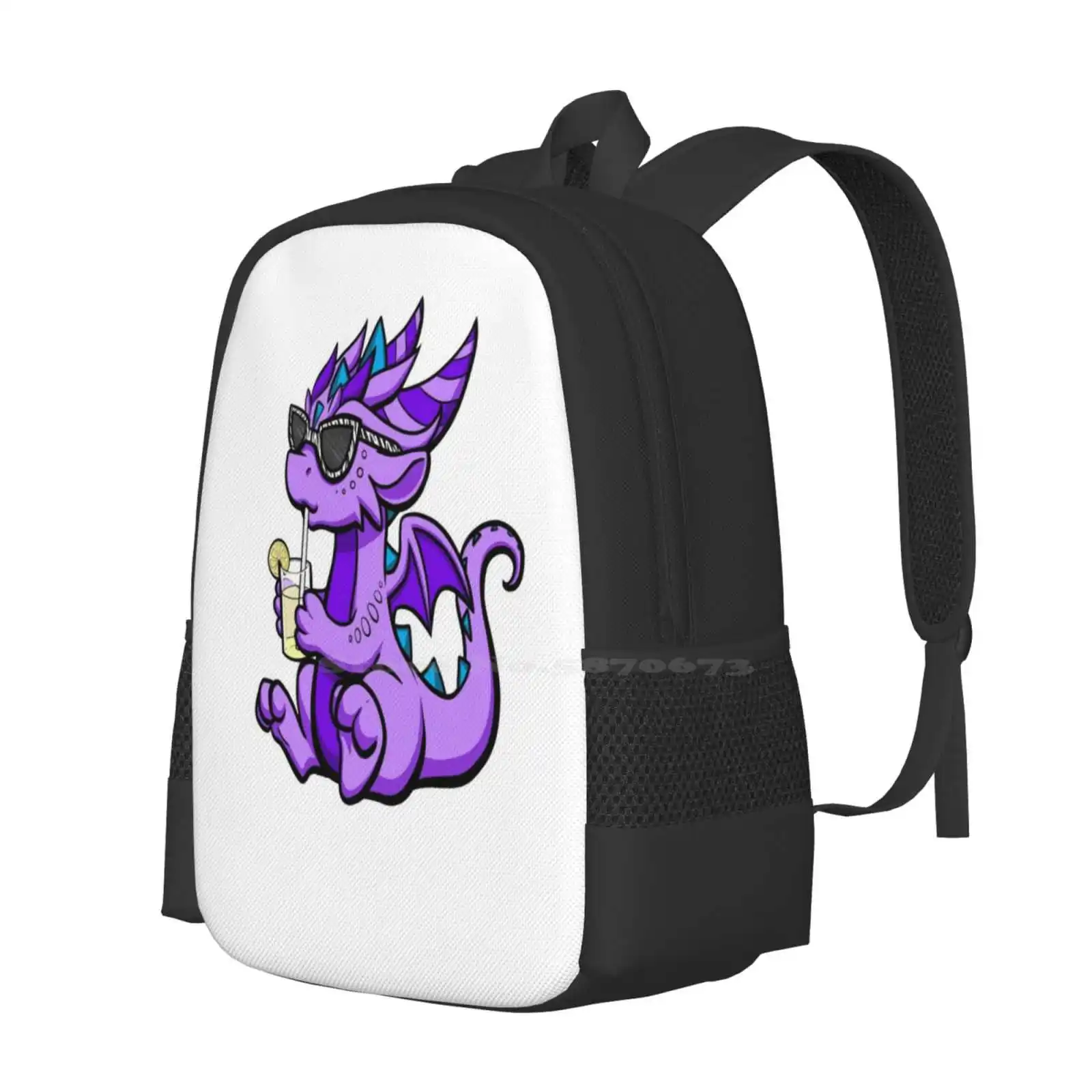 Lemonade Dragon Hot Sale Schoolbag Backpack Fashion Bags Sand Cute Beach Sun Summer Fun Green Dragons And Cartoon Lemonade