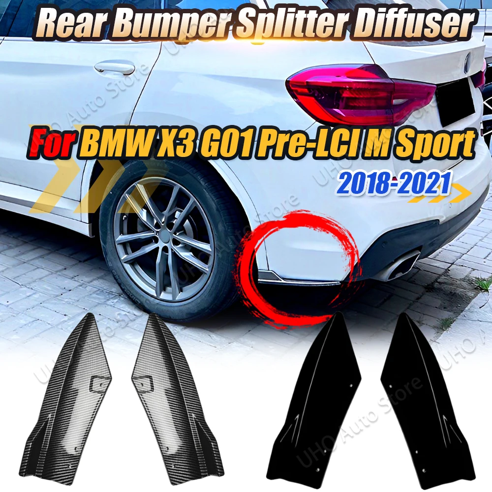 

Rear Bumper Spoiler Corner Protector Canards Diffuser Splitter Exterior Tuning For BMW X3 G01 M Sport 2018-2021 Pre-Facelift