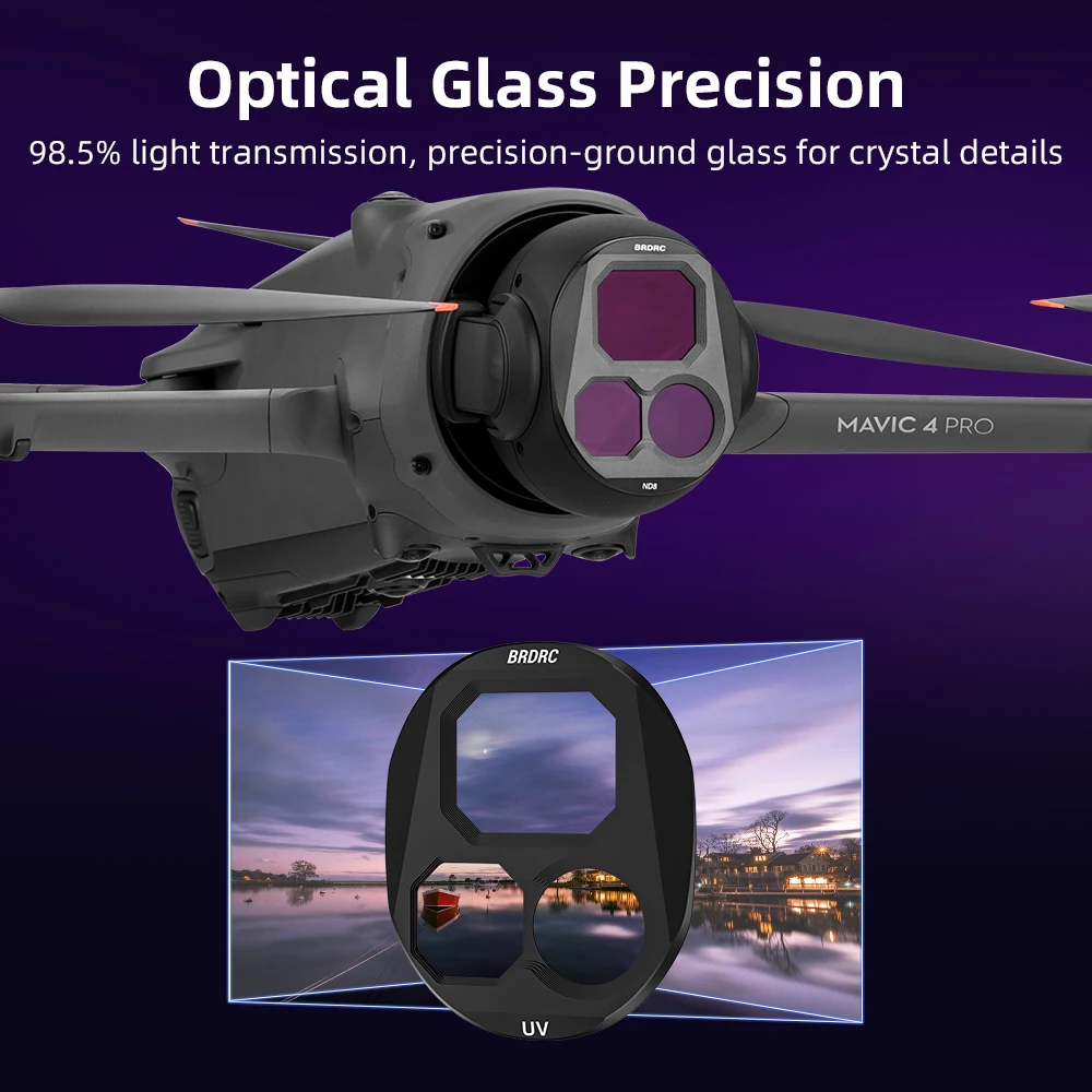 BRDRC مجموعة مرشحات العدسة ل DJI Mavic 4 Pro الطائرة بدون طيار UV CPL ND 8/16/32 عدسة محايدة الكثافة الزجاج البصري ملحقات طائرة بدون طيار