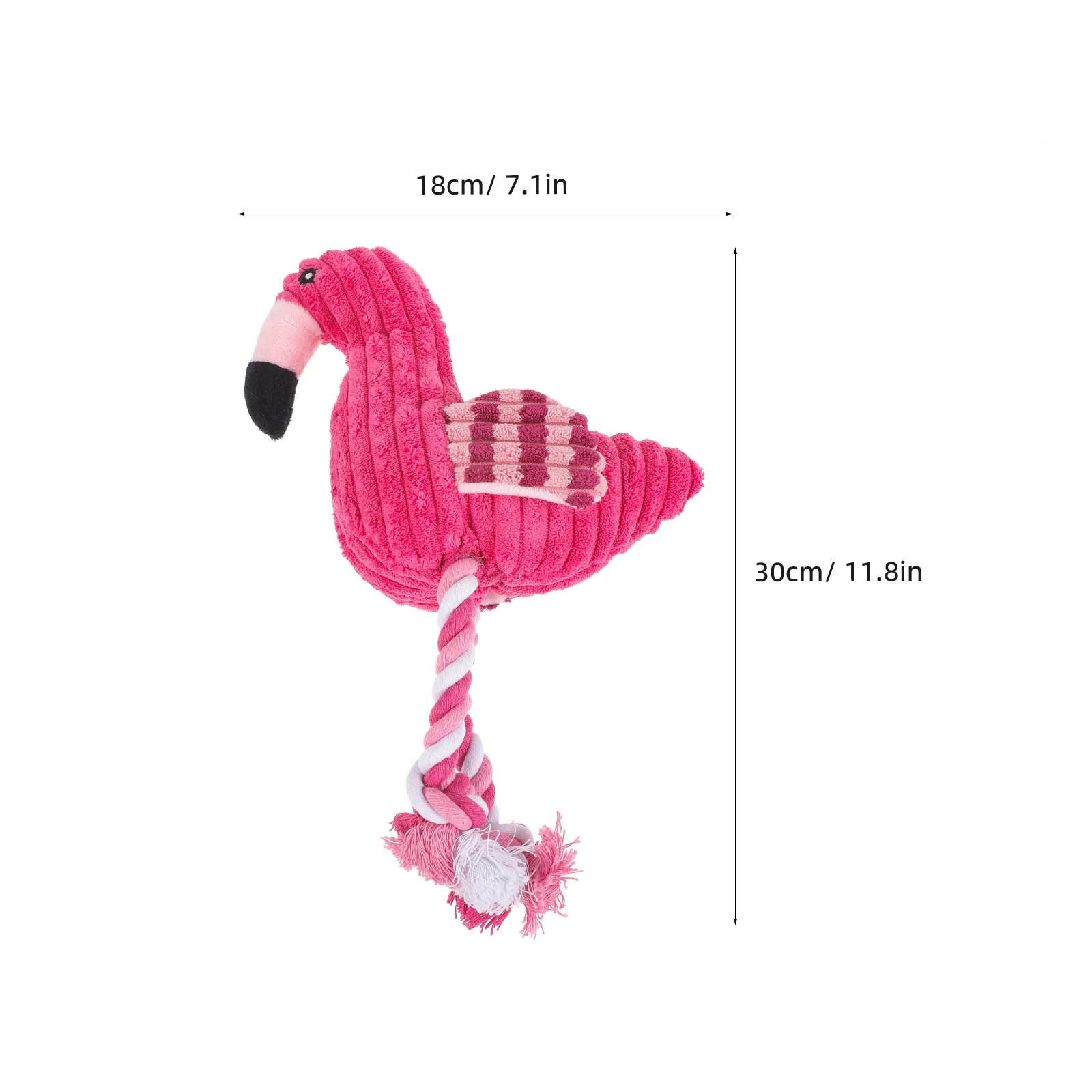 Pet Squeak Rope Toy Corduroy Plush Flamingo Shape Teeth Clean Stuffed Interactive Toy (Pink) Squeaky Toy for Dogs