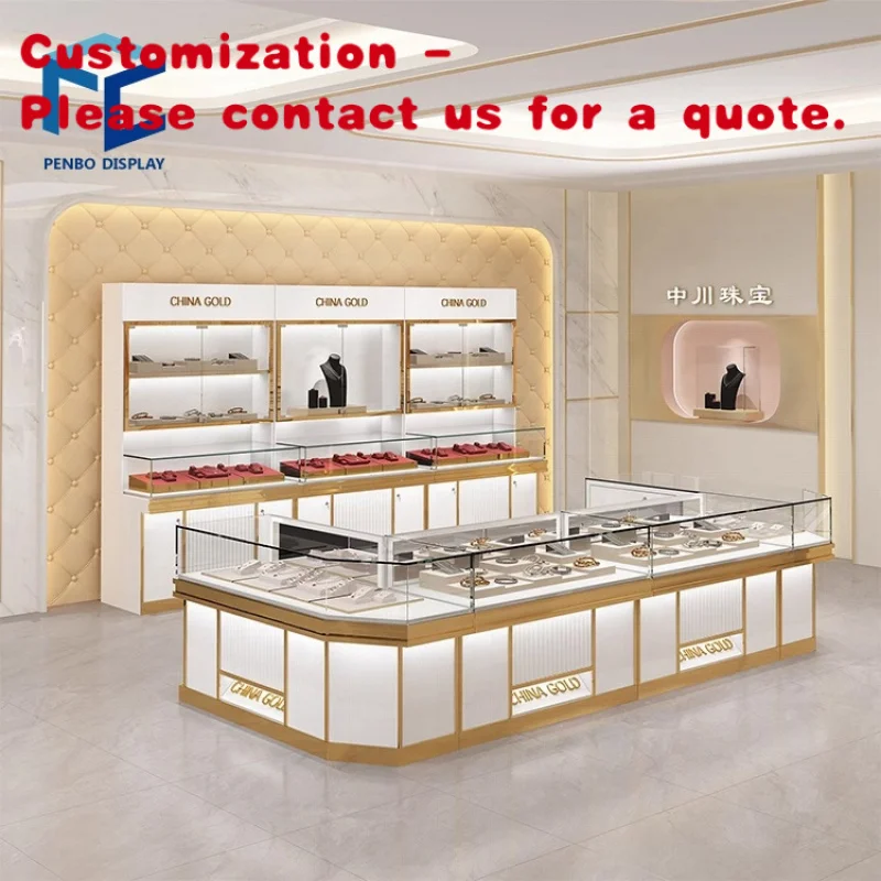 

custom.High Quality Best Sell Wooden Glass Jewelry Display Kiosk Showcase Luxurious Shop Mall Decoration Jewelry Kiosk Design fo