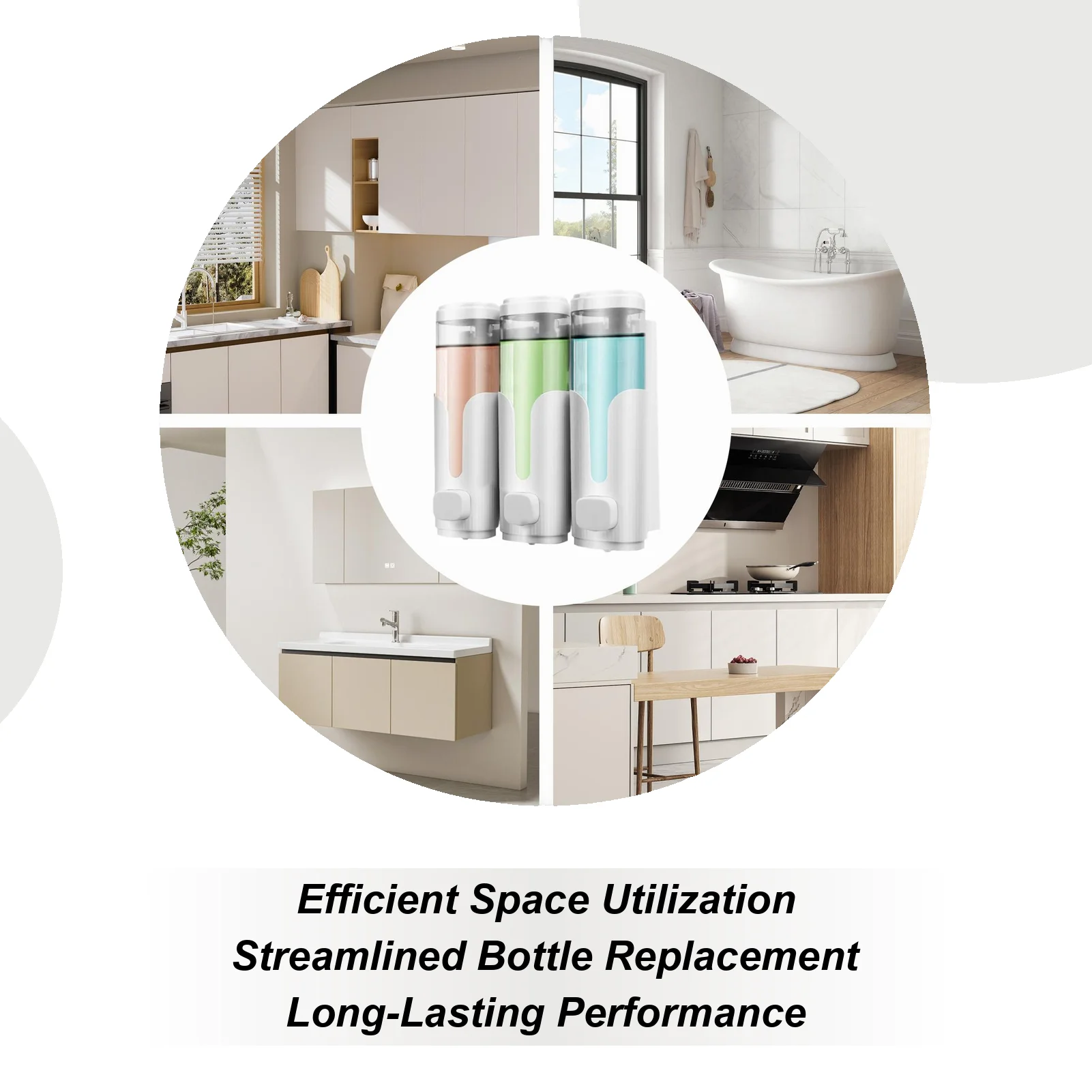 Wall Mounted Soap Dispenser Refillable Wide Opening 3 Bottles Bathroom Wall Mount Soap Dispenser For Shampoo Conditioner Liquid