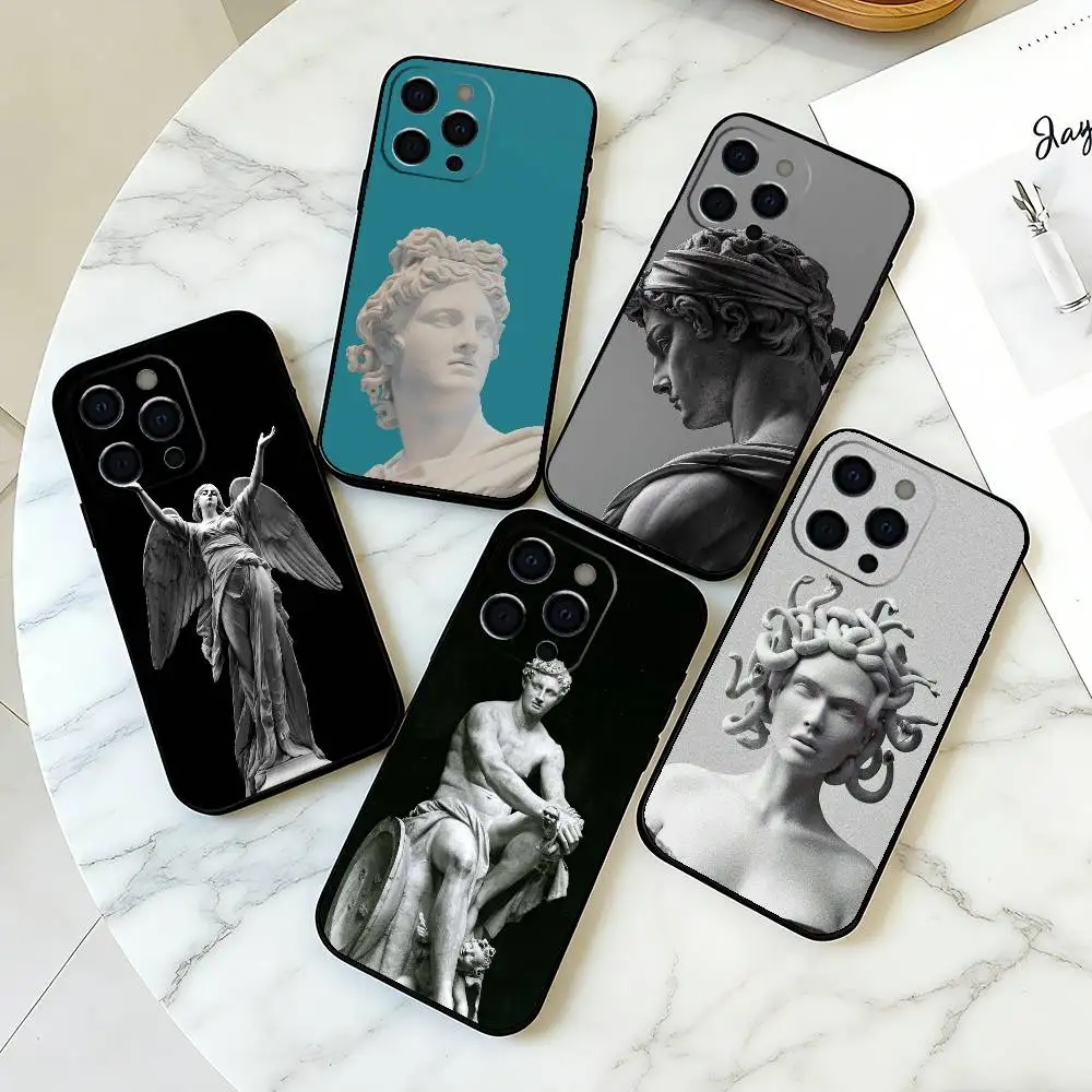 

G-Greek sculpture Phone Case For iPhone 17,16,15,14,13,12,11 Plus,Pro Max,XS,Soft Silicone Black Cover