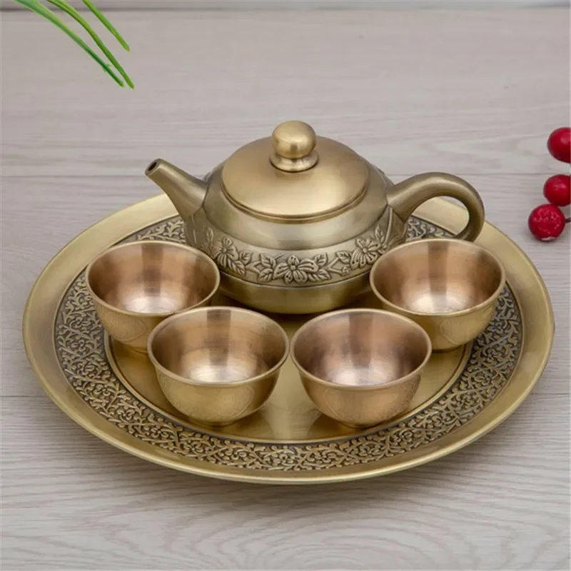 6pcs/set Creative Classical Kung Fu Tea Set Zinc Alloy Made Applicable Friends And Familyand Business Gifts Home Decoration