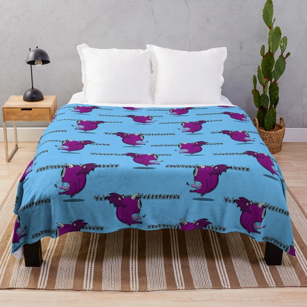 one eyed one horned flying purple people eater Throw Blanket Plush Warm Fashion Sofas for winter Blankets