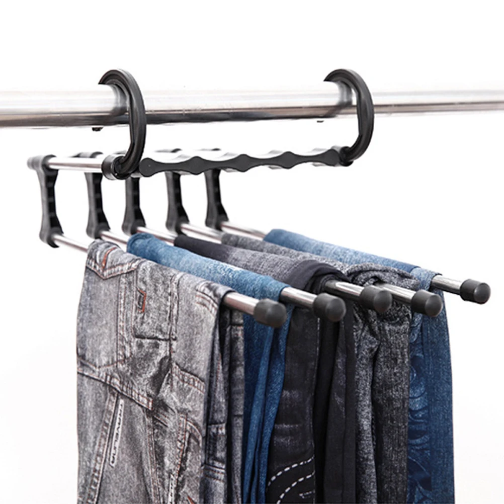 

Hanging Wrinkle-Free Pants Rack Creative Cabinet Multifunctional Telescopic Stainless Steel Drying Pants Rack (Black)