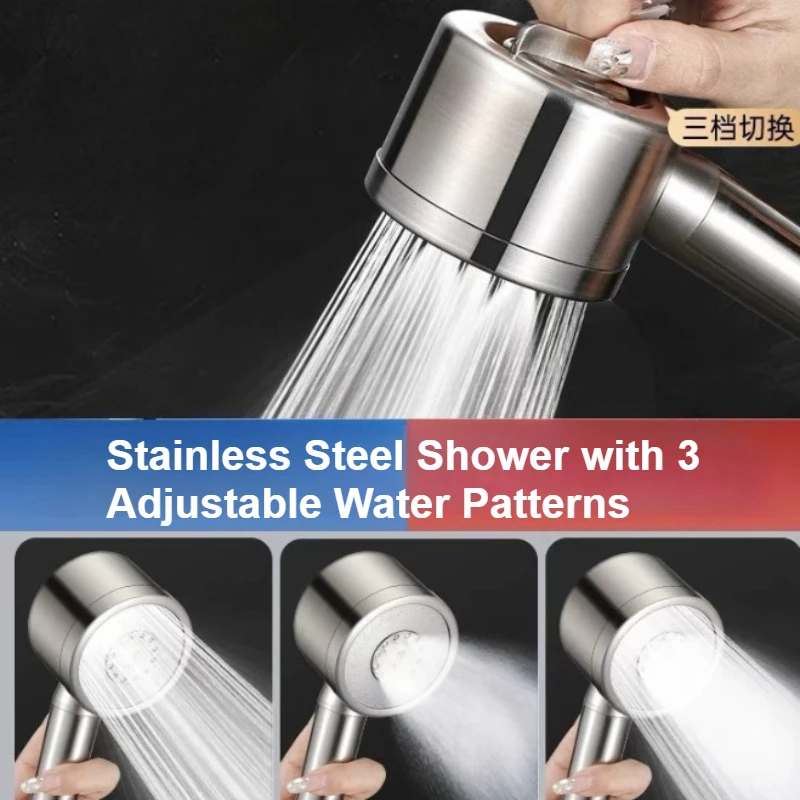 

304 Stainless Steel 3 Modes High Pressure Reinforced Canopy Shower Head for Bathroom