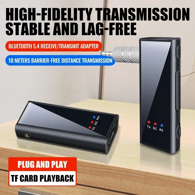 2 In 1 Bluetooth 5.4 Audio Receiver Transmitter Stereo Music Wireless Adapter 3.5MM AUX With Mic For Car TV PC Speaker Car Kit