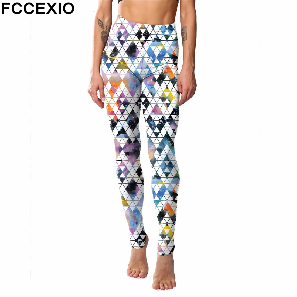 Fccexio Cartoon Symbole 3D-Druck Mode Frauen Sport Leggings hohe Taille läuft sexy enge Fitness Workout Yoga Gym Push-up