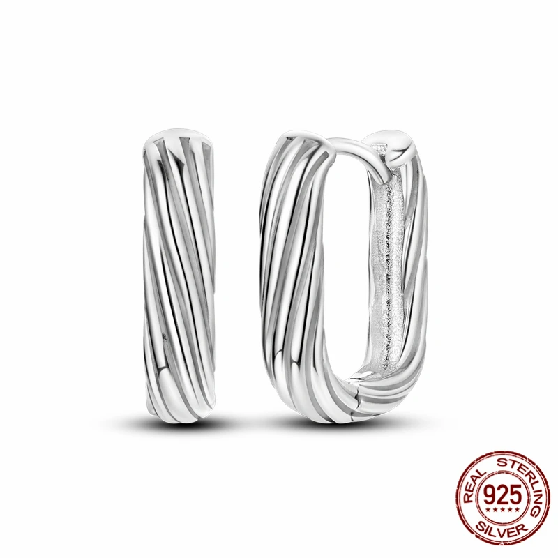 

NEW Original Design 925 Sterling Silver Fashion U-shaped Twist Earrings Jewelry Women's Fashion Party Birthday Gift