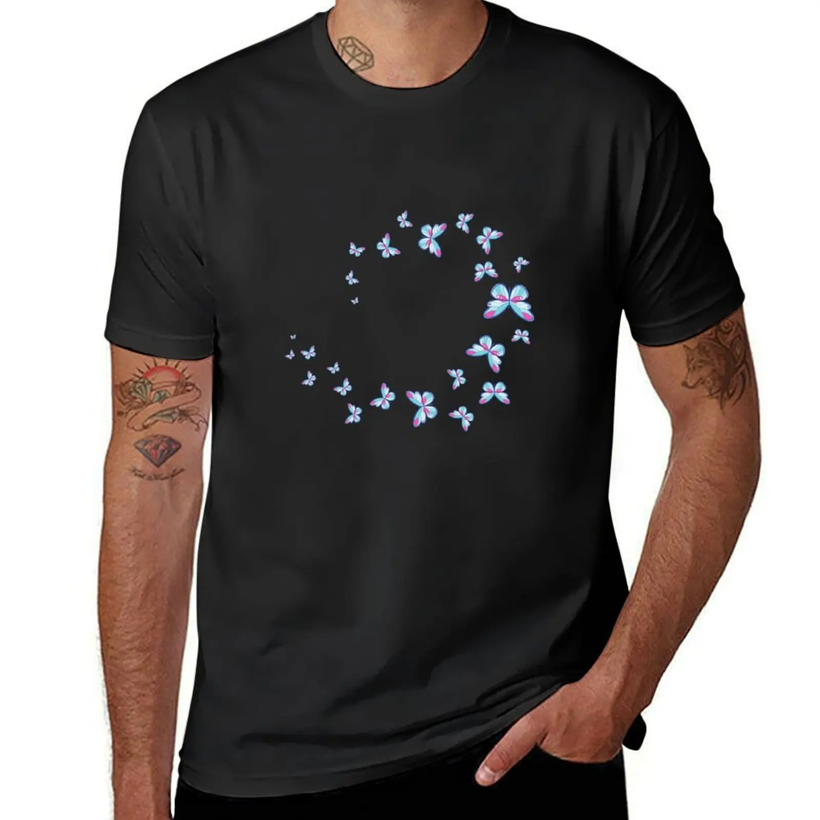 A Flock of Flying Butterflies T-Shirt boys whites vintage clothes t shirts for men cotton