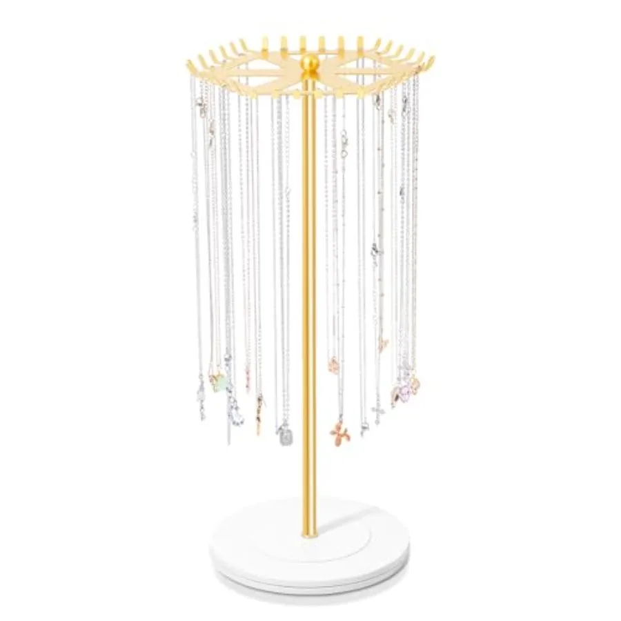 

Jewelry Organizer Stand, Metal Necklace Holder Display with 36 Hooks, Gold Jewelry Holder for Necklaces, Bracelets, Bedroom Col