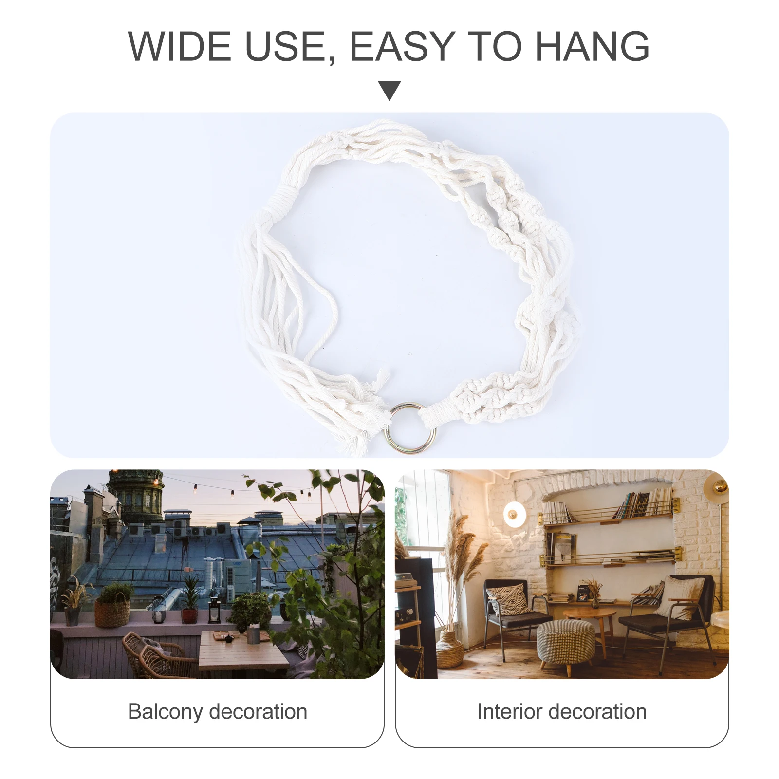 

2pcs Cotton Rope Hammock Hanging Net Bag For Plant Flowerpot Wall Mounted Storage Small Hand Knitted String Bag Space Saving