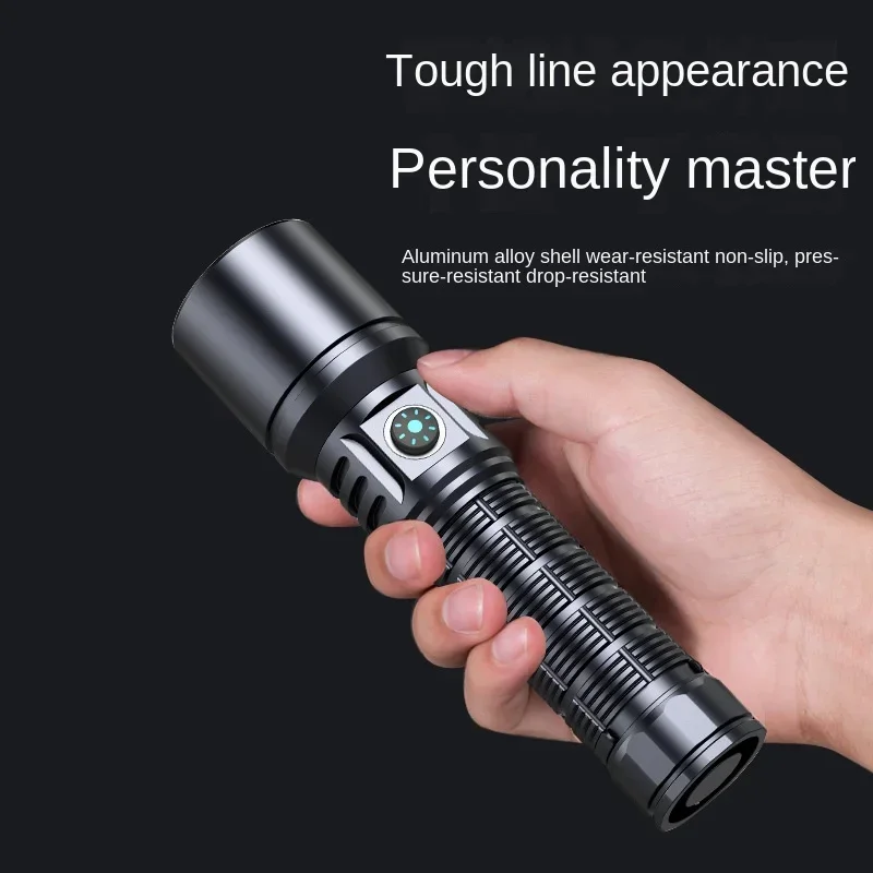 10000LM Powerful Flashlight Portable Multifunctional  Torch Outdoor Long Distance Strong Light Mechanical Zoom Fast Charging LED