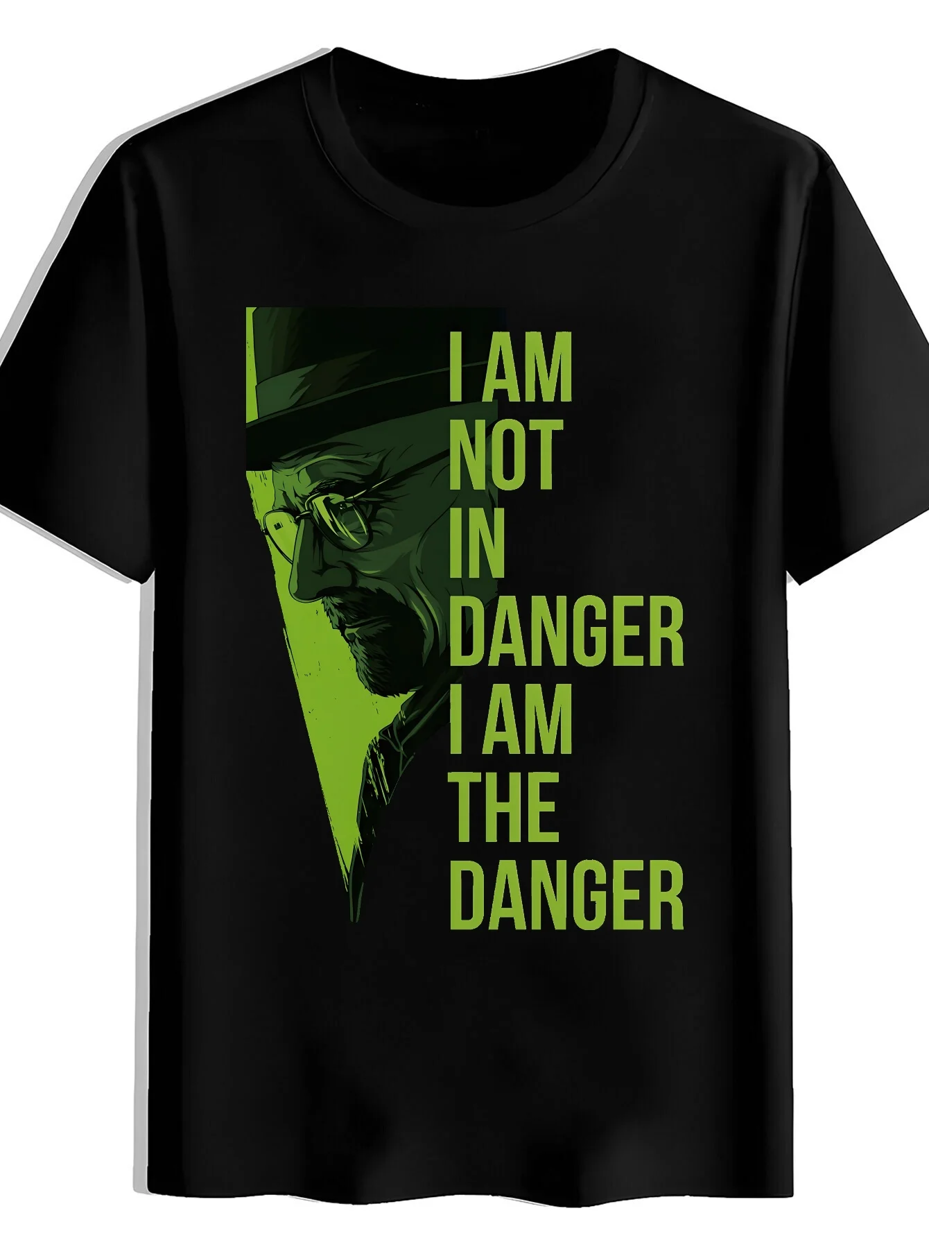 تي شيرت رجالي من Breaking Bad Walter White TV Show تي شيرت Iconic I AM The DANGER طباعة شعار أخضر نيو تصميم للجنسين للرجال والنساء لجميع المواسم