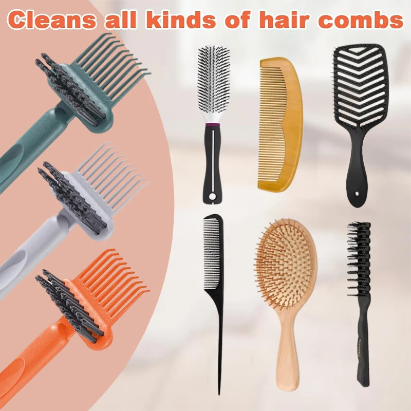 B*New 1PC  2 In 1 Hair Brush Cleaning Tool, Comb Cleaning Brush, Portable Hair Brush Cleaner Rake, Hairbrush Cleaner Solution