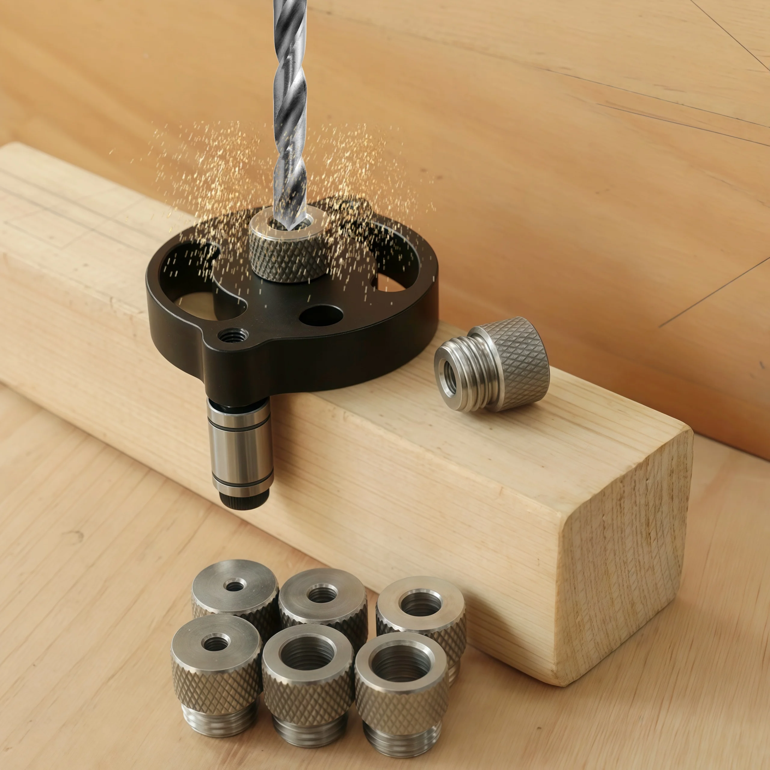 

Aluminum Alloy Woodworking Center Hole Locator - Precision Drill Guide for Accurate Wood Joinery, Durable & Lightweight Tool