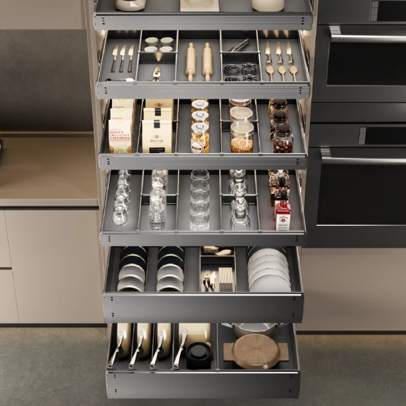 

High Cabinet Pull Basket Cabinet Single Layer Drawer Type Multi-layer Dish Rack Seasoning Tool Basket