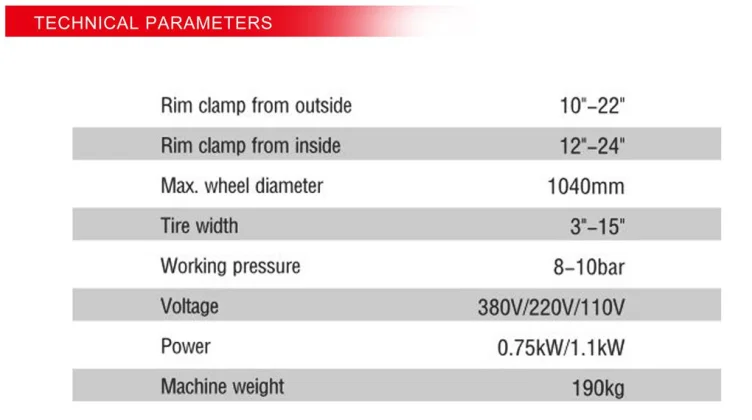 HIGH-LIFT Tire Changing Machine DS-706C1 220V 0.75/1.1kW Motor Power Rim Diameter 10''-24'' CE Certified 12-Month Warranty
