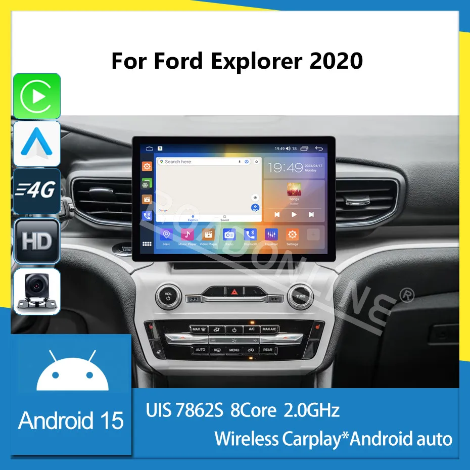 COHO 13,1' Android15 Auto-Multimedia-Videoplayer für Ford Explorer 2020 GPS-Navigation Radio CarPlay Auto 4G