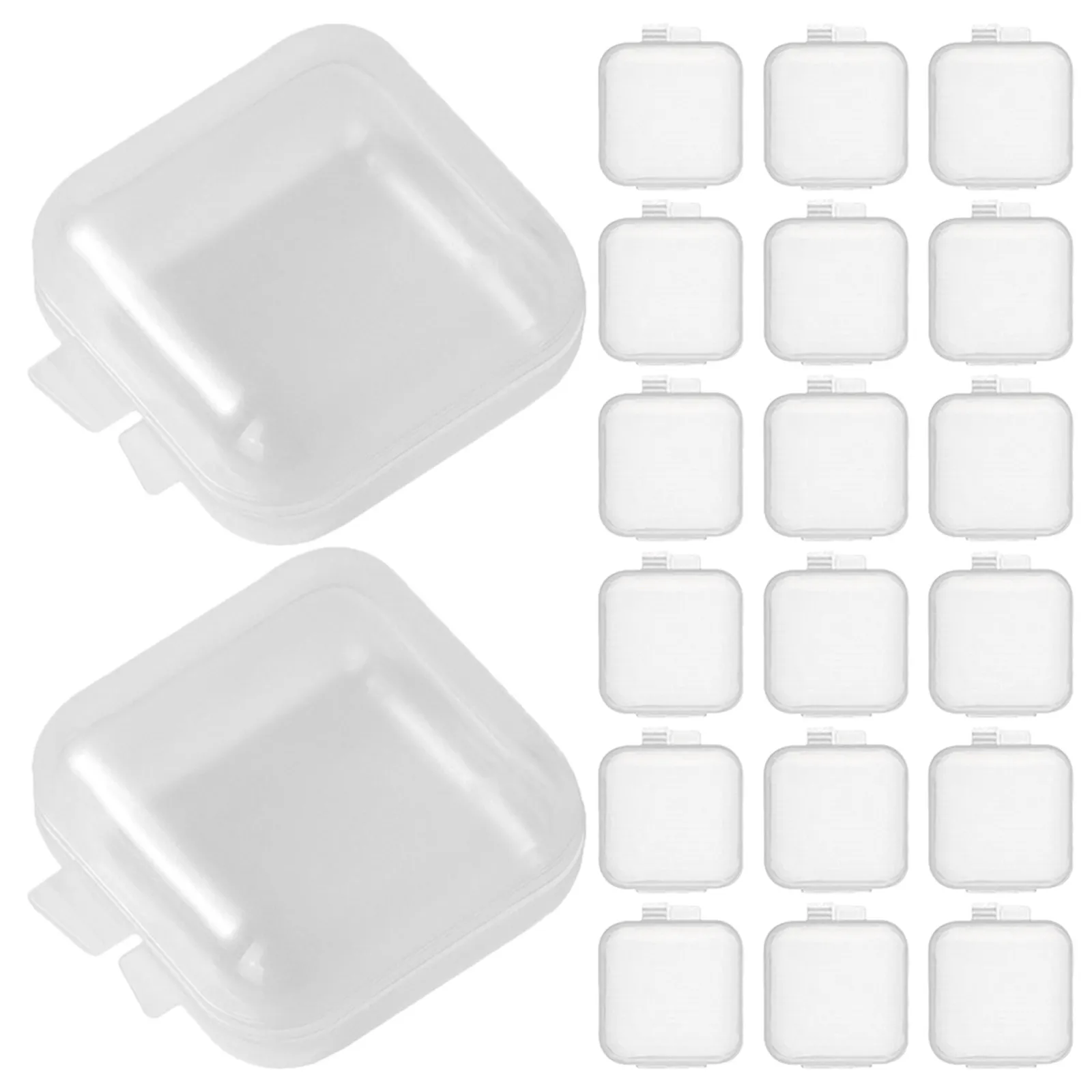 100Pcs Small Transparent Storage Bin Mini Jewelry Organizer Case for Earplugs Ear Studs Rings Beads Rhinestones Pills Portable