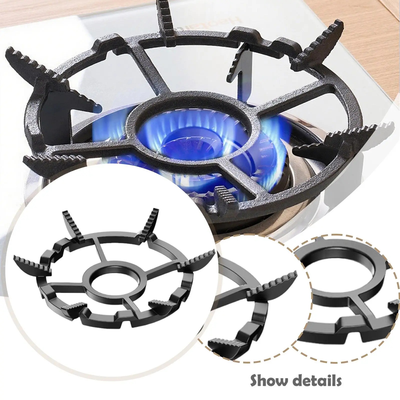 Cast Iron Wok Support Pan Stand Professional Heavy Duty Gas Burner Holder Wok for Kitchen Restaurant Cooking