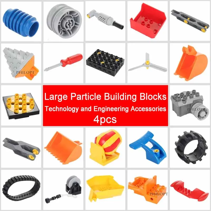 

4pcs Big Size Building Blocks DIY Science Technology Engineering Machinery Assembly Accessories Compatible Educational kids Toys