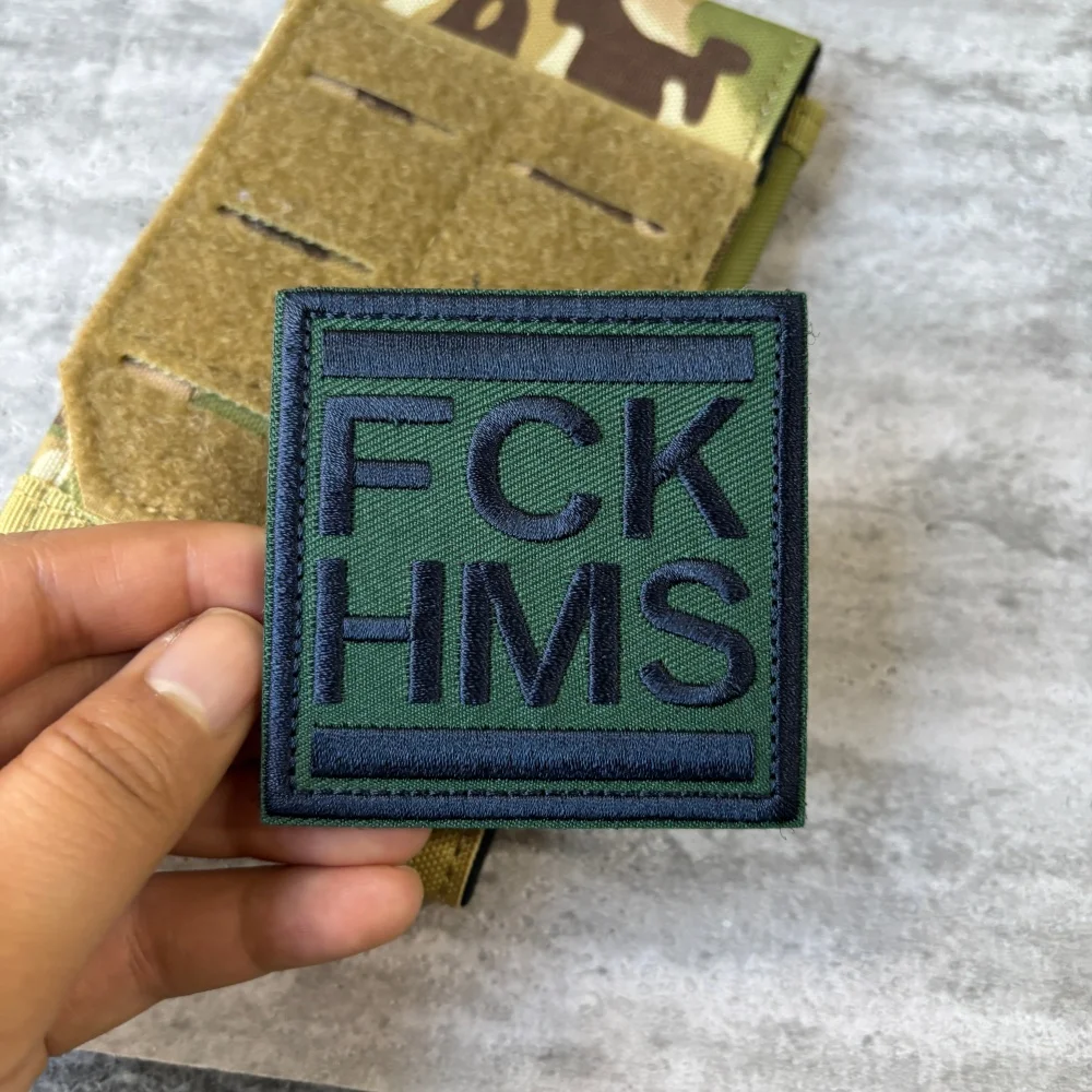 Parche Bordado FCK HMS, Insignia Táctica de Moral, Emblema Militar con Eslogan, con Gancho y Bucle para Mochila, Chaleco, Gorra, Equipo