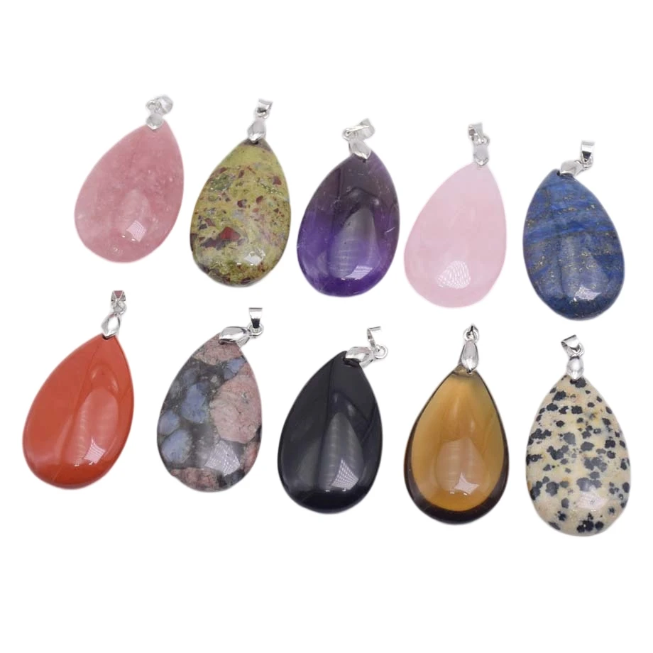 

20x35mm Natural Labradorite Tiger's Eye Stone Crystal Howlite Aventurine Lapis Opal Jasper Water Drop Women Men Pendant Bead