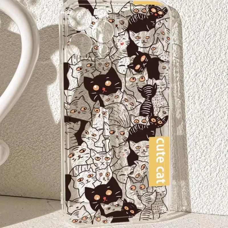 Capa de gato borboleta para OPPO, capa transparente para casal, Oppo Reno 10, 5G, 11, 10 Pro Plus, 11F, 6, 8 Pro, 5, 6 Lite, 8T, 4, 5F, 8Z, 6Z, A58, A78, A79, A98, 5G
