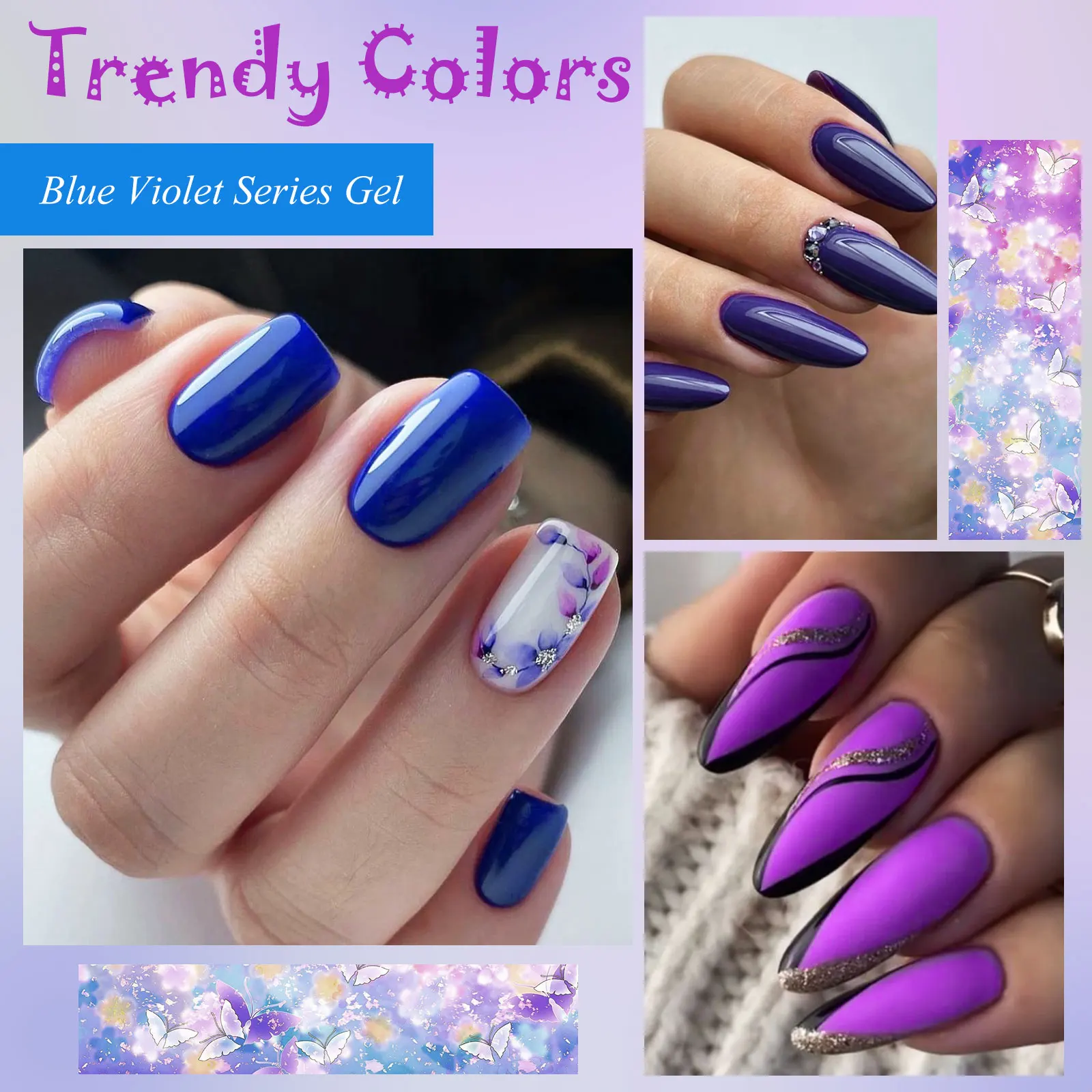 MSRUIOO 8ml Blue Violet Series Gel Nail Polish Semi Permanent Soak Off UV LED Gel Polish for Nail Art Manicure DIY Varnishes