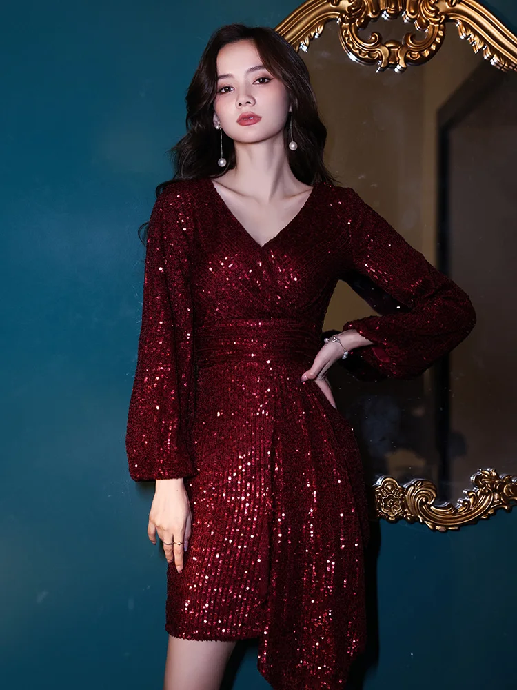 

Ele Red Evening Gown Women's Sle Birthday Par Host ort Skirt Long Sve Ele Evening Dr Luxury Sensation