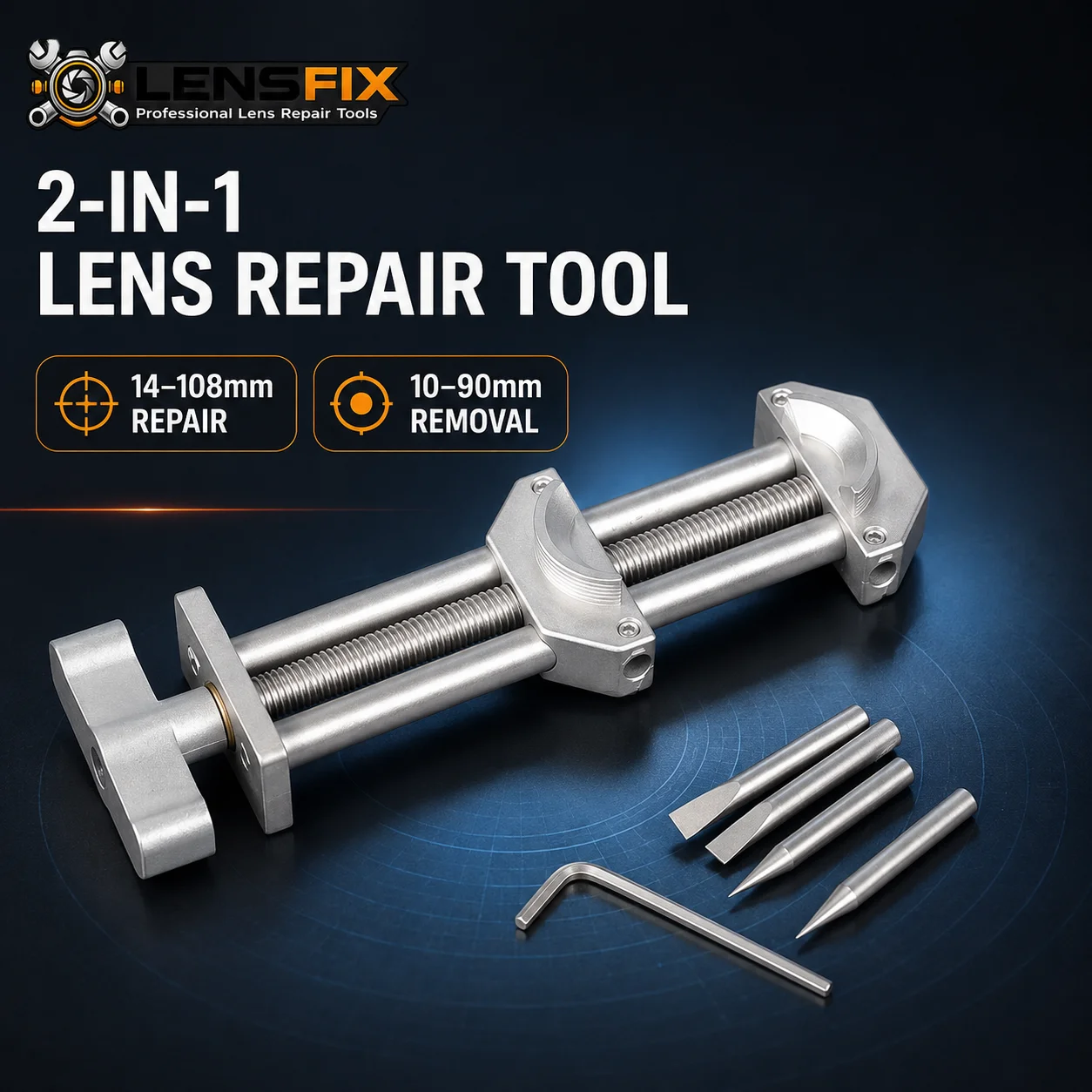 2-in-1 Lens Spanner Wrench 10-90mm Adjustable Retaining Ring Opener for Camera Telescope Microscope Optical Repair
