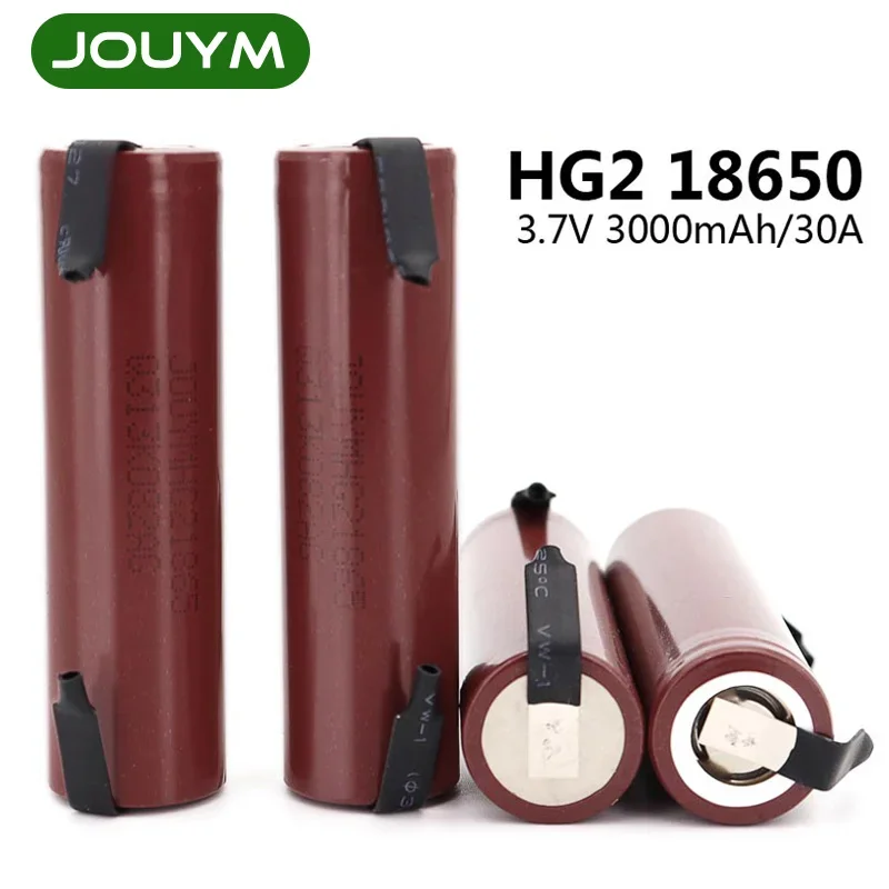 

HG2 18650 Battery 3000mAh 3.7V High Current Discharge 30A 18650 Lithium Rechargeable Battery + DIY Nickel