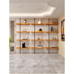 Estantería de pared de madera maciza minimalista italiana, estante de pared completo, oficina, sala de estar, pantalla de muesca superior, Partición de piso